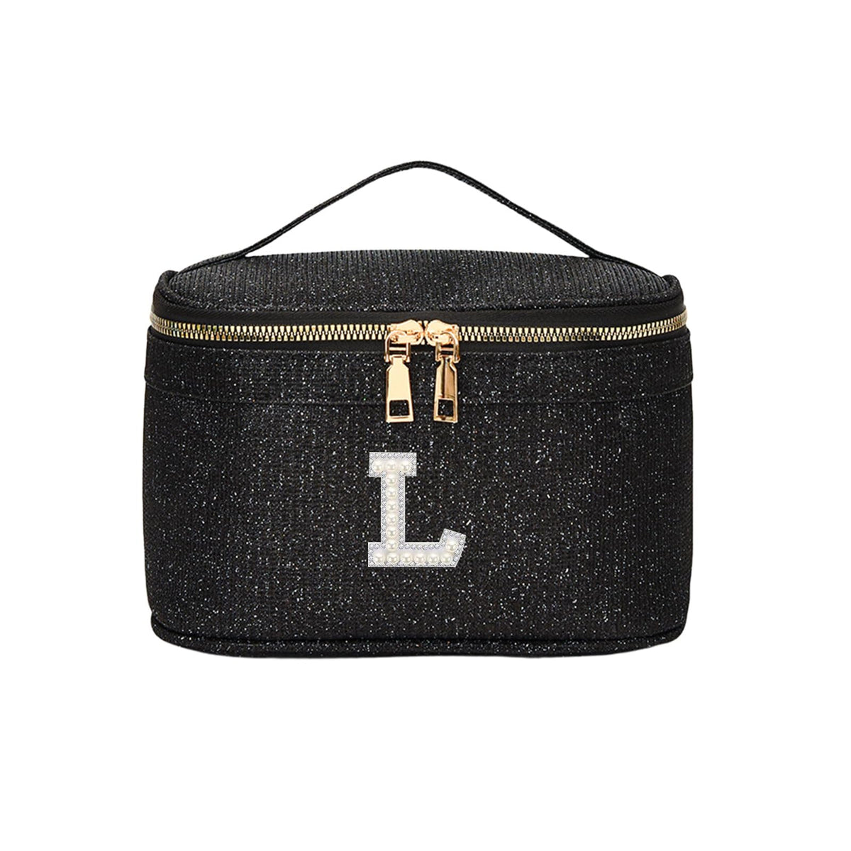 EURYNOME Makeup Bag with Custom Letter L, Water-Resistant Travel Organizer Pouch, (8.3x5.1x5.1 Inch) Cosmetic Case for Women