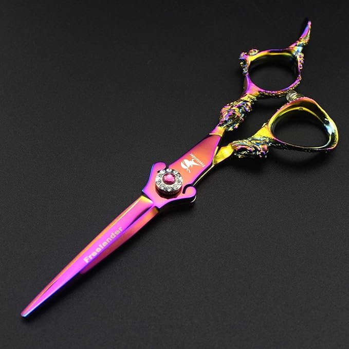 ROCOCO 6 Inch Hand Sharpened Hair Cutting Scissors Set with Case - Rainbow