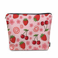 Kalygon Strawberry Makeup Bags Makeup Organizer, Summer Strawberries Cherries Pink Flax Toiletry Bags Travel Cosmetic Bag Makeup Purse Pouch Skincare Bag Wallet Bags For Women Female Mom Daughter