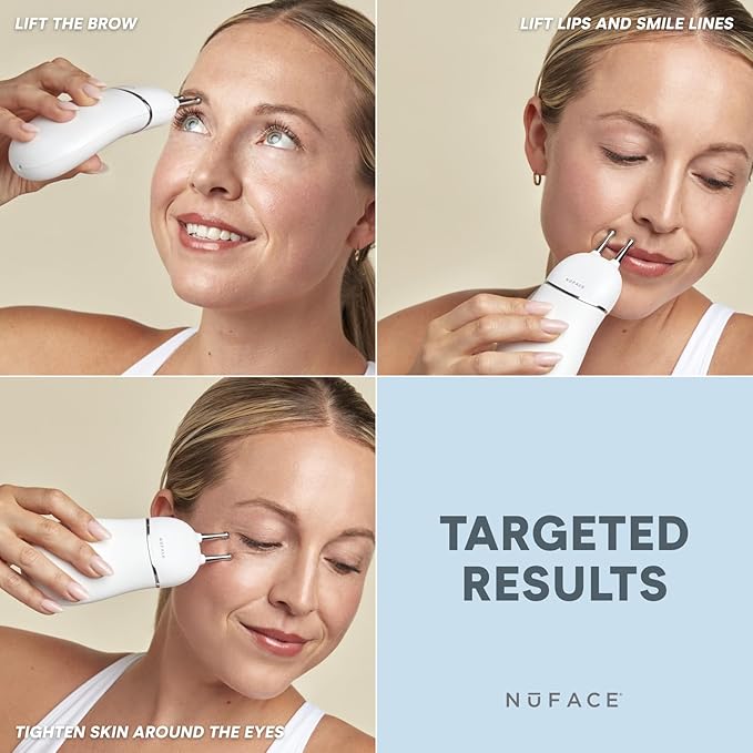 NUFACE Trinity+ Facial Massager + Lip & Eye Attachment - FDA-Cleared Face Sculpting Tool, Targeted Lift for Brows, Eyes & Lips, Reduces & Smooths Smile, Fine Lines - Microcurrent Facial Device