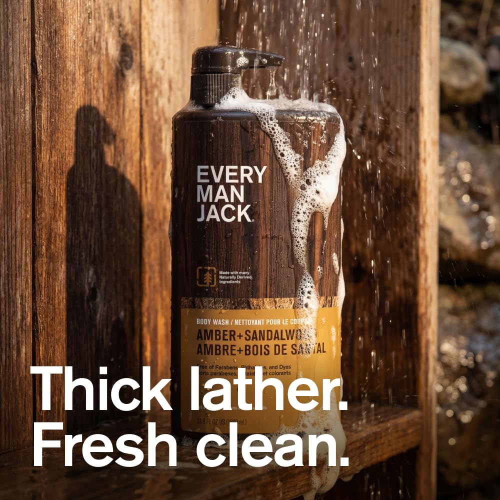 Every Man Jack Hydrating Amber Sandalwood Body Wash for Men, Value 2pk