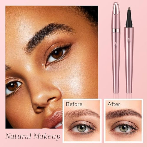 2025 Premium Microblading Eyebrow Pen, Waterproof Eyebrow Pencil, Eye Brow Pen with 4 Tip, Natural Magic Eyebrow Makeup Fine Stroke Contouring Pencil Long-Lasting Stay on All Day (Gray)