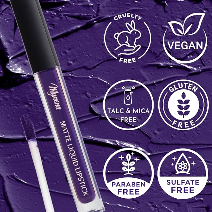Mynena Weightless Deep Purple Matte Liquid Lipstick, Violet