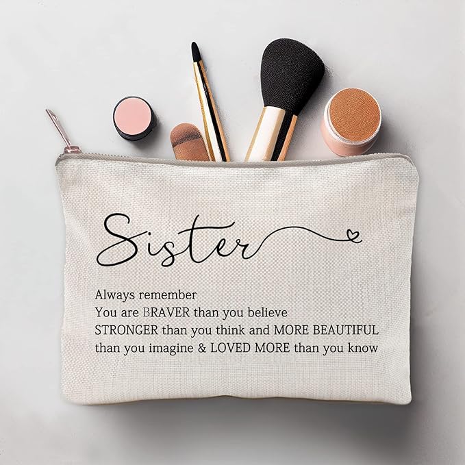 LICOBG Sister Birthday Gift Makeup Case Self-Worth Cosmetic Bag Positive Affirmation Toiletry Bag Gift Motivation Quotes Sister Gift