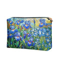 COEQINE Leather Cosmetic Purses for Women Wedding Floral Makeup Bag Organizer Portable Travel Lisptic Pouch With Zipper Womens Evening Wedding Party Cosmetic Purse Wallet,Iris Floral Art Print