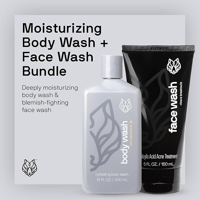 Black Wolf Moisturizing Body Wash & Charcoal Face Wash Skin Care Set