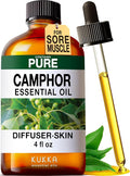 100% Pure Camphor Oil - 4 Fl Oz Camphor Essential Oil for Hair, Skin, Diffuser, Aromatherapy & DIY Soap Making Scent