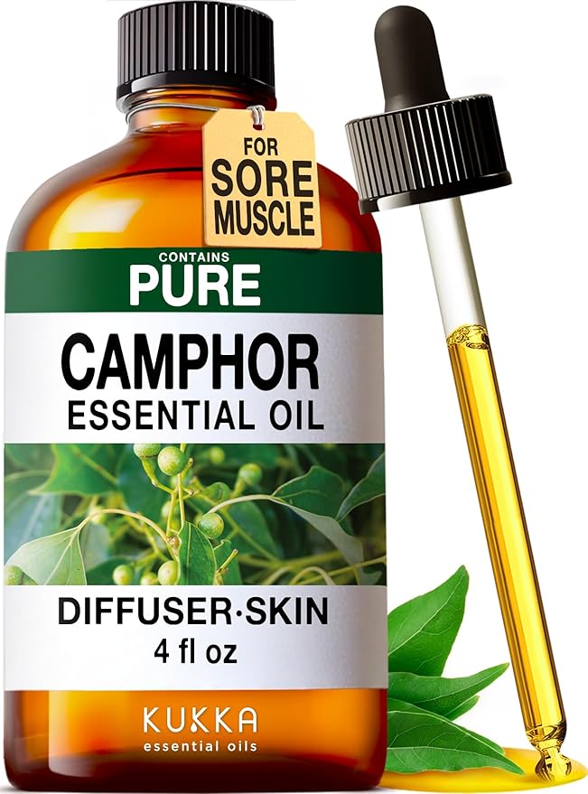 100% Pure Camphor Oil - 4 Fl Oz Camphor Essential Oil for Hair, Skin, Diffuser, Aromatherapy & DIY Soap Making Scent