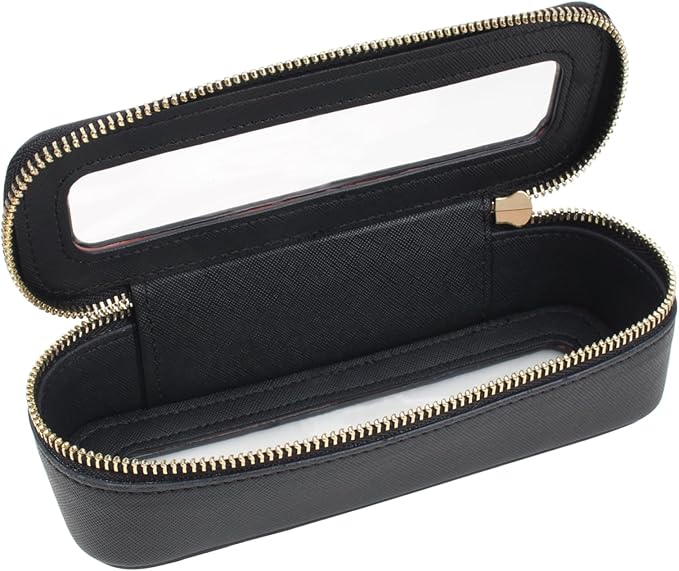 FFpaw Clear Makeup Bag, Small Makeup Bag TSA Approved Toiletry Bag Cosmetic Travel Bag Cute Makeup Bag Organizer Makeup Case Pouch Car Essentials for Women Men (Slim Black)