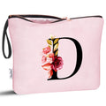 Vavabox A-Z Personalized Makeup Bag, Birthday Gifts for Women Mom, Gifts for Best Friend, Bride Bridesmaid Cosmetic bag (D, 06-Pink)