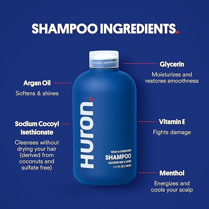 Huron Shampoo, Conditioner & Body Wash, Citrus + Eucalyptus 3-pack (11.3oz)