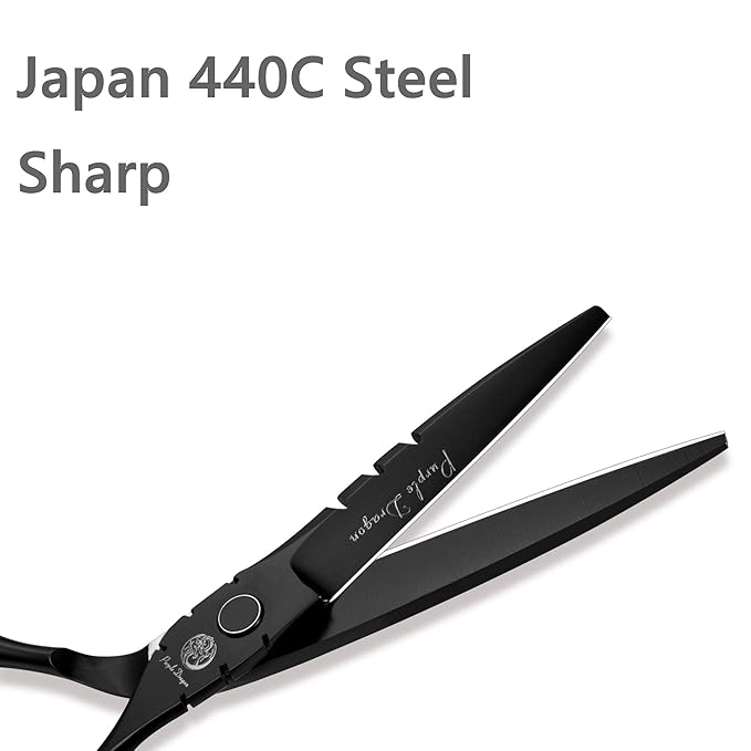 Purple Dragon 6 inch Hair Cutting Shears Set with Bag for Barbers - Black