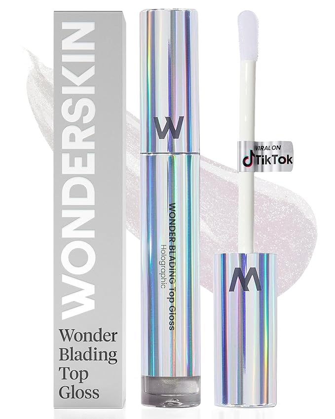 Wonderskin Lip Gloss – Wonder Blading Top Gloss, Hydrating High Shine Lip Makeup (Holographic)