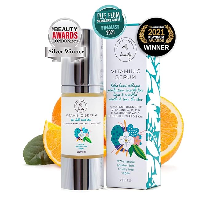 Vitamin C Serum for Face with Hyaluronic Acid, Aloe Vera, Retinol, and Vitamin E - Natural Skin Care for Beautiful and Healthy Skin - Brightening Serum for Dark Spots and Fine Lines