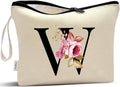 Vavabox A-Z Personalized Makeup Bag, Birthday Gifts for Women Mom, Gifts for Best Friend, Bride Bridesmaid Cosmetic bag (W, Cream Yellow)