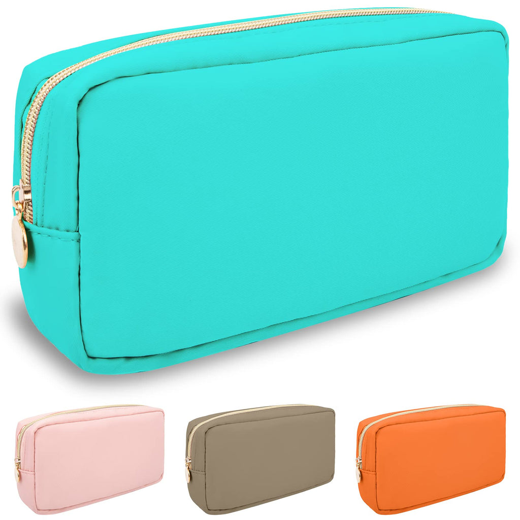 Nylon Small Makeup Bag for Purse, Cute Preppy Makeup Bag Cosmetic Zipper Pouch Purse, Waterproof Portable Travel Toiletry Bag Coin Pouch Clutch Makeup Brush Bag Organizer Storage for Women Girls(Mint)