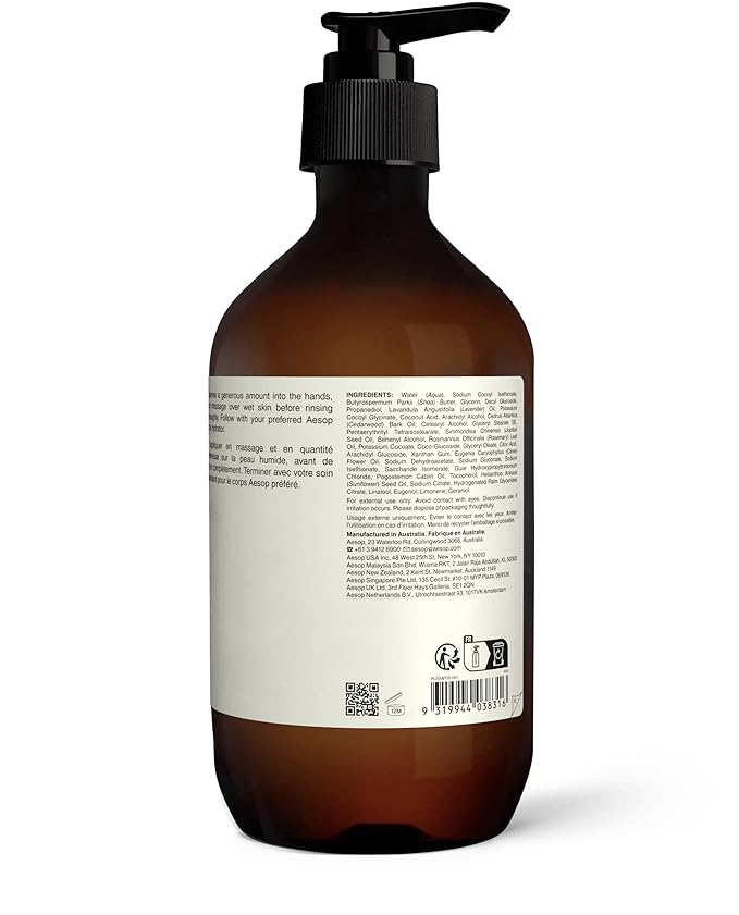 Aesop Eleos Nourishing Body Cleanser | Moisturizing Body Wash for Dry, Dehydrated Skin | Made with Shea Butter & Lavender Oil | 500 mL / 16.9 oz