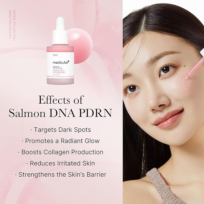 medicube PDRN Pink Peptide Serum with Salmon DNA | Pink Glow Serum with Peptides & Niacinamide for Hydration & Firm-Looking Skin | Uneven Tone Care | Korean Skincare, 1.01 fl. Oz