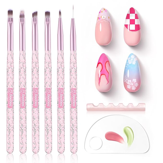 Beetles Gel Polish Nail Art Brushes Set, 6 Pcs Fingernail Art Design Pen