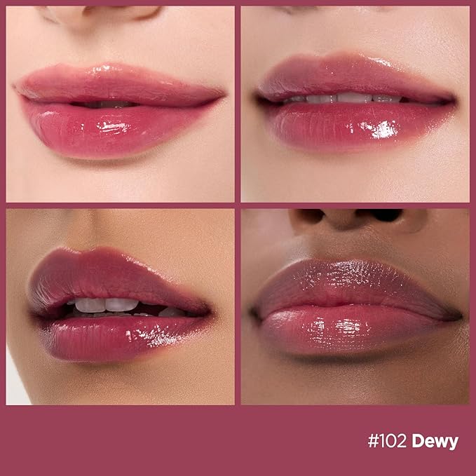Laka Fruity Glam Tint | Glowing Korean Lip Tint with Hydrating Lightweight Texture | Buildable Color, Non-Sticky High Shine Gloss | K-Beauty Korean Makeup | #102 Dewy, 0.15oz