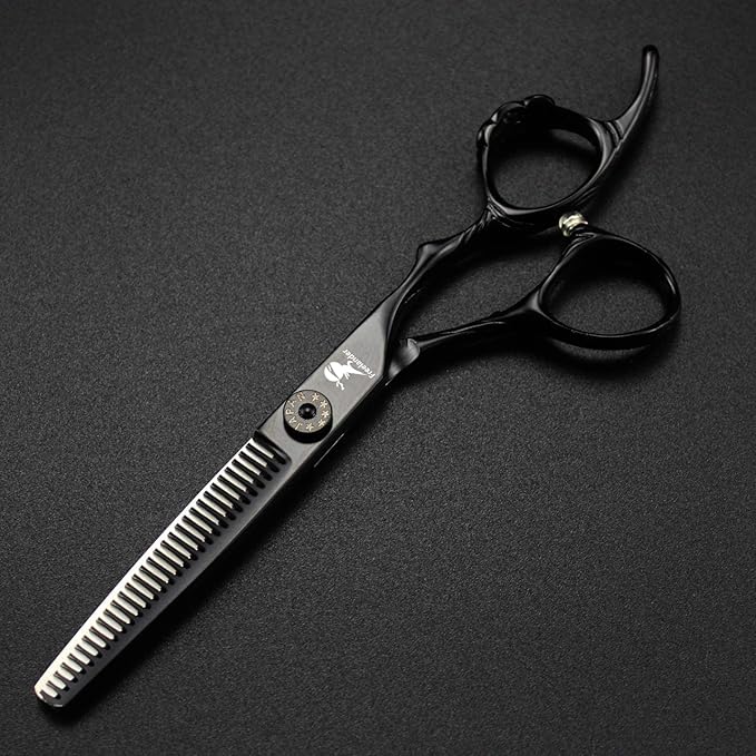 ROCOCO 6.0 Inch Hand Sharpened Hair Cutting Shears Set with Case - Black