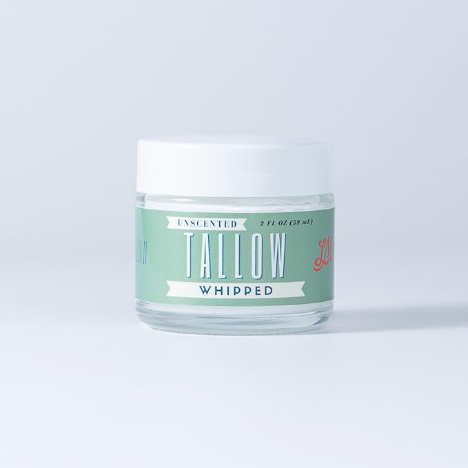 Lady May Tallow Whipped Tallow 2oz - All Natural Face Cream + Whole Body Moisturizer for Dry Skin - No Preservatives, Parabens or Seed Oils - 100% Pure, No Added Fragrance - USA Made (Unscented)