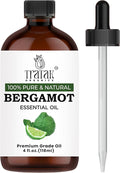 TRATAK ORGANICS Bergamot Essential Oil for Diffuser and Skin - 4 Fl Oz - 100% Pure Natural Bergamot Oil for Aromatherapy, Hair Shampoo, Bath Bomb & Soap Making Scent DIY