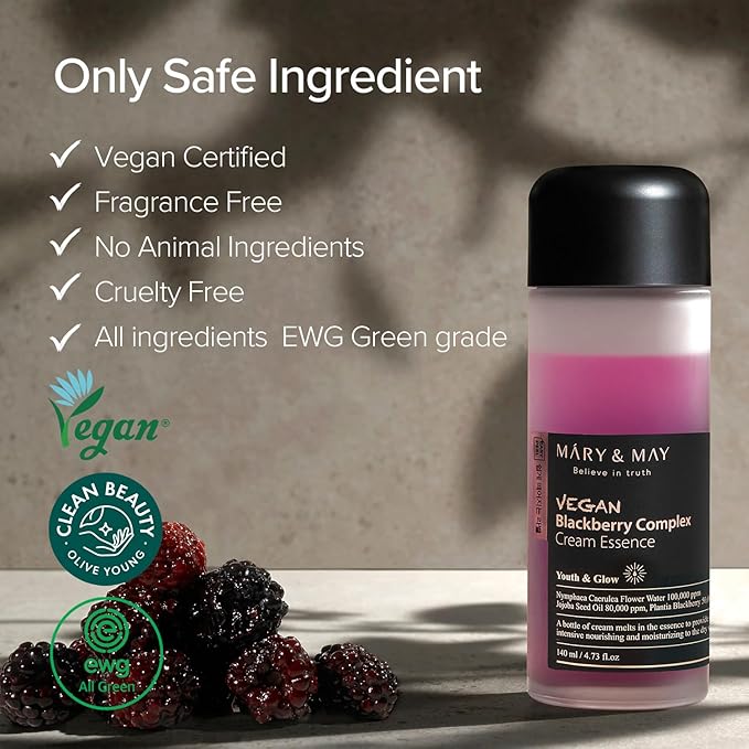 Mary&May Blackberry Dual-Phase Milky Cream Essence Duo, 9.46 oz