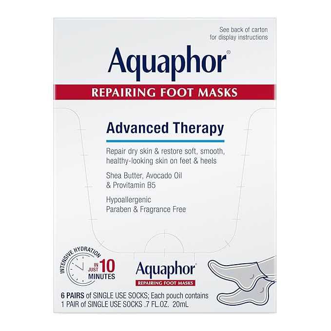 Aquaphor Advanced Therapy Repairing Foot Masks, 6 Masks x 0.7 FL OZ