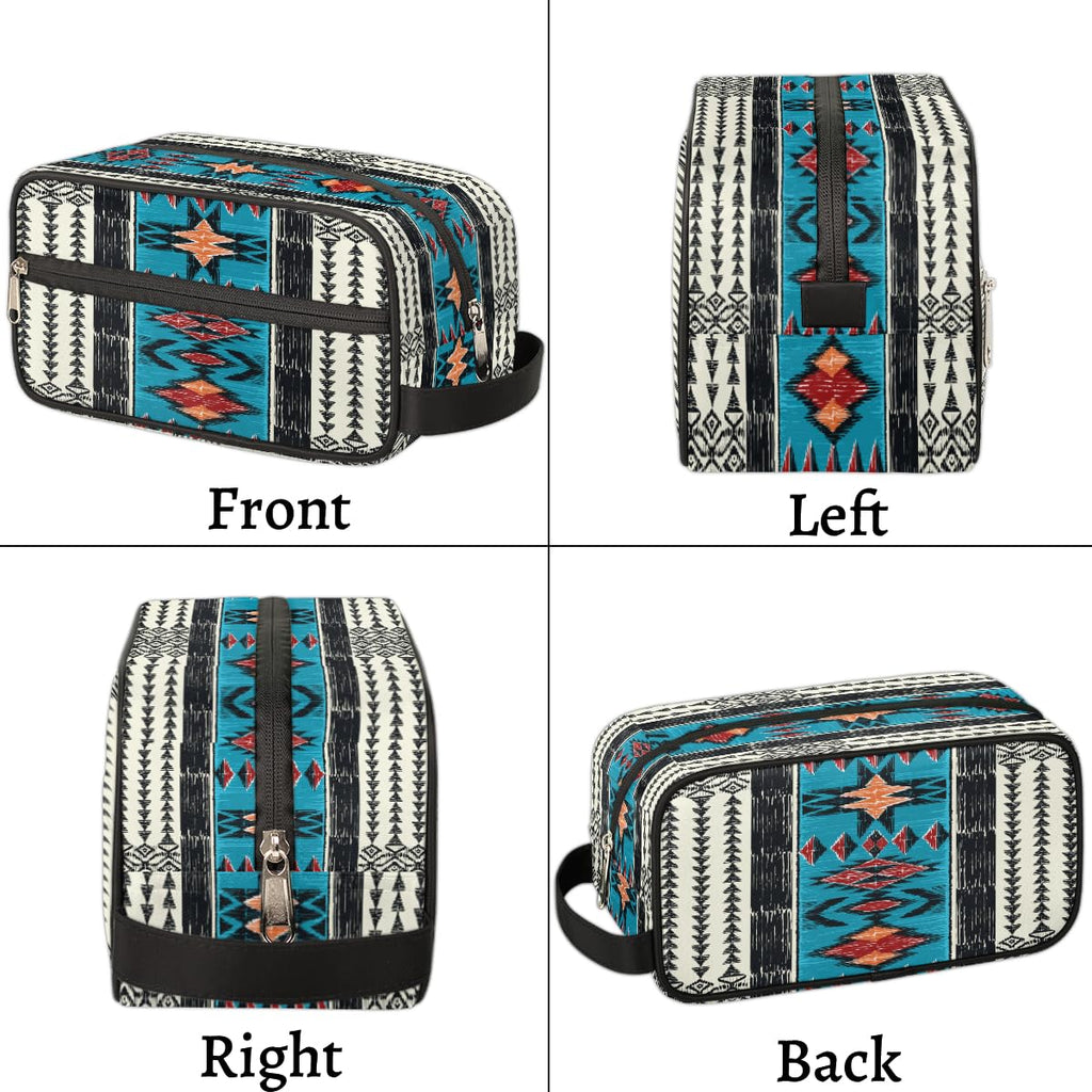 Aztec Western Ethnic Vintage Travel Toiletry Bag for Women Men Lightweight Cosmetic Makeup Bag Organizer Waterproof Shaving Bag Dopp Kit with Large Capacity for Toiletries and Shaving Accessories