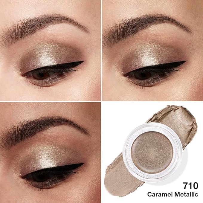 Cream Glitter Caramel Shimmer Metallic Eyeshadow Palette Makeup, Natural Single Mini Instant Holographic Eyeshadow For Women, Sombras Crema Para Ojos, Talc, Paraben & Cruelty Free, 710