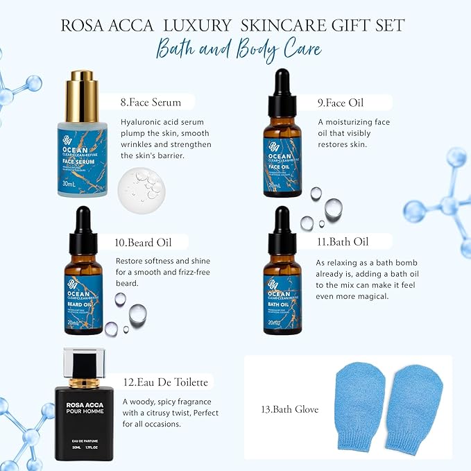 Gifts for Men, 30 Pcs Men's Bath and Body Gift Set, Skin Care Set for Men