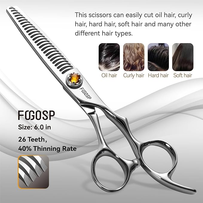 FOGOSP Thinning Shears for Hair Cutting Extremely Sharp Japan VG10 Steel Hairdressing Scissors for Barbers Salon Stylists CNC Craftsmanship Smoothing Cut Barber Scissors for Women Men (Blending Shear)