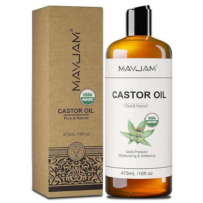 MAYJAM Organic Castor Oil for Body, Face, Skin Care, USDA Certified, 16 oz