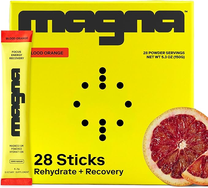MAGNA Electrolytes Powder Drink Mix for Hydration, Energy & Focus Support (28 Servings, Blood Orange)