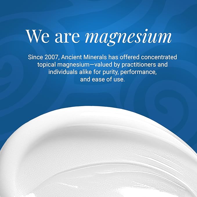 Ancient Minerals Magnesium Lotion – Zechstein Magnesium Chloride Cream with Shea Butter, Organic Oils & Hyaluronic Acid for Skin Hydration, Non-Greasy Body Lotion, 5oz