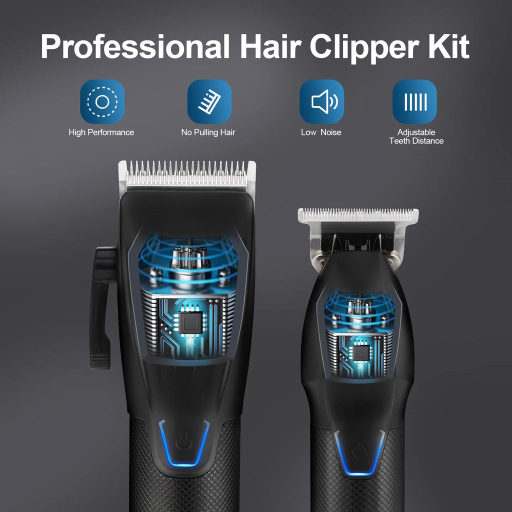 Dumite Professional Hair Clippers Trimmer Kit,Cordless Hair Clippers for Men,Barber Fading Clipper and Zero Gap T-Blade Trimmer Set with LED Display for Mens Gifts (Black)