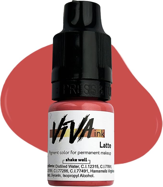 VIVA INK Lip Pigment – Latte – Permanent Lip Makeup – Microblading Ink for Durable and Colorful Lips – Long Lasting Color Lip Cosmetics (0.2 oz)