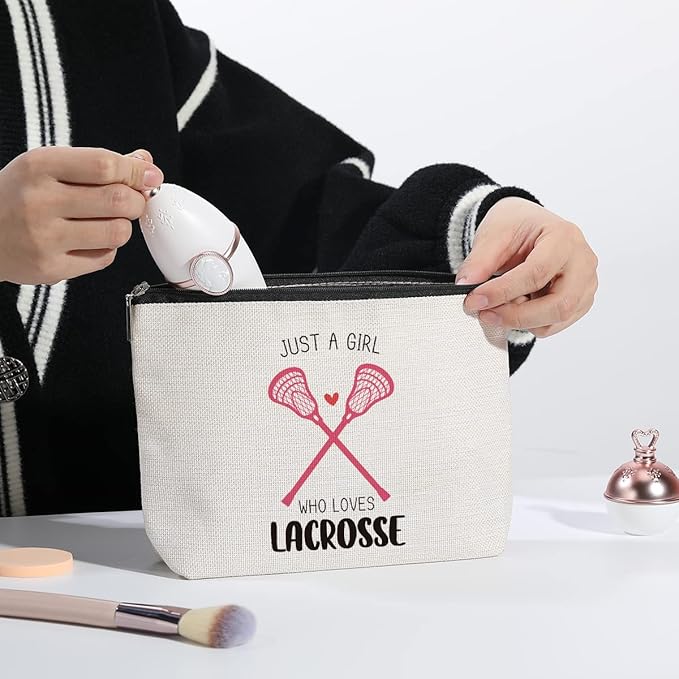 kdxpbpz Lacrosse Gifts Lacrosse Makeup Bag Gifts for Sports Players Team Birthday Gifts for Women Friend Sister BFF Bestie