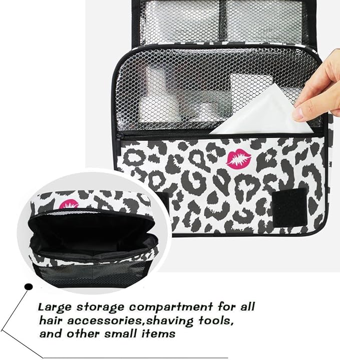senya Hanging Travel Toiletry Bag Leopard Kiss Kit Makeup Case Cosmetics Organizer for Men Women