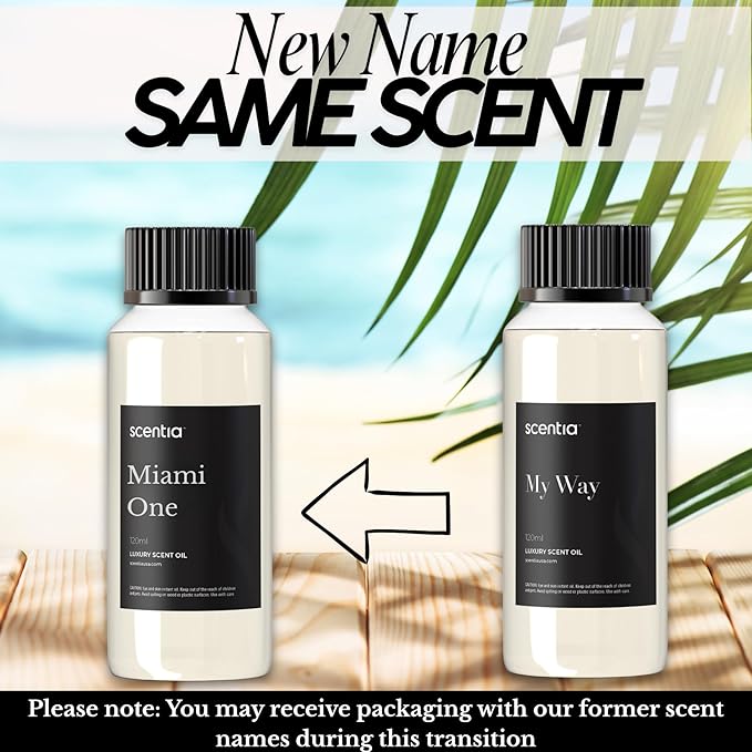 Scentia Miami One (My Way) Diffuser Oil Refill – Hotel Fragrance Oil Inspired by 1 Hotel Miami Beach – 120 mL – Lemon, Sandalwood & Cedar Long-Lasting Scent for Ultrasonic & Waterless Diffusers