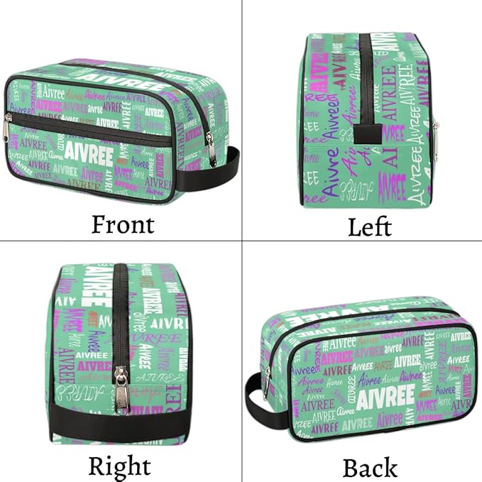 KFNHN Custom Portable Travel Cosmetic Bag with Name Light Green Solid Color