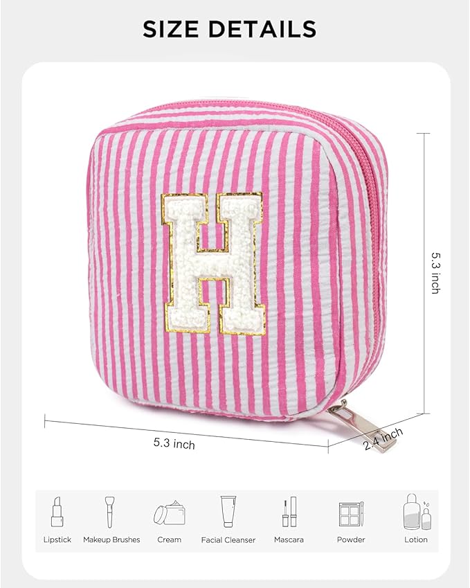 LETGO Easter Basket Gifts for Kids Teen Girls Women | Initial Makeup Bag | Cosmetic Bag Travel Bags | 11 12 13 14 15 16 Years Old Girl Gift Teacher Gift Teen Girl Gifts Trendy Stuff