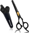 BEAUTICONE Professional Hair Thinning Scissors – Barber Texturizing Shears with Stainless Steel Teeth Blade, Leather Pouch Included, Salon Thinning Shears for Men & Women, Black