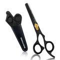 BEAUTICONE Professional Hair Thinning Scissors – Barber Texturizing Shears with Stainless Steel Teeth Blade, Leather Pouch Included, Salon Thinning Shears for Men & Women, Black