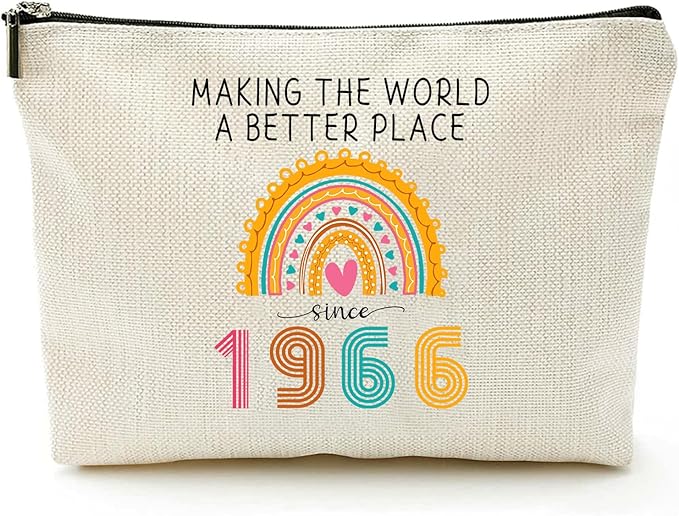 ancpeany 60th Birthday Gifts for Women Her, Happy 60th Birthday Decorations for Woman, Wife, Mom, Grandma, 1966 60 Year Old Gift Ideas Makeup Bag, Mothers Day, Christmas Cosmetic Travel Zipper Pouch