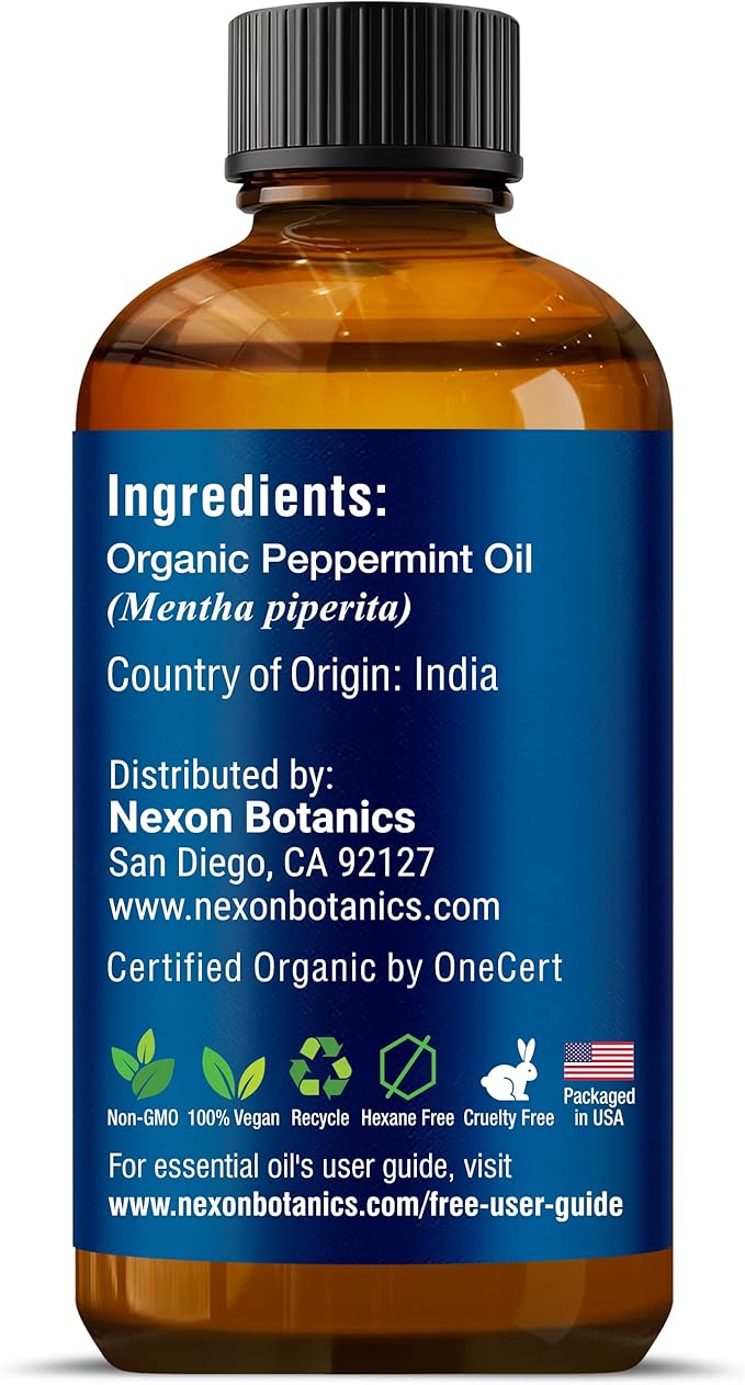 Organic Peppermint Essential Oil 30 ml - 100% Pure & Natural - Hexane Free