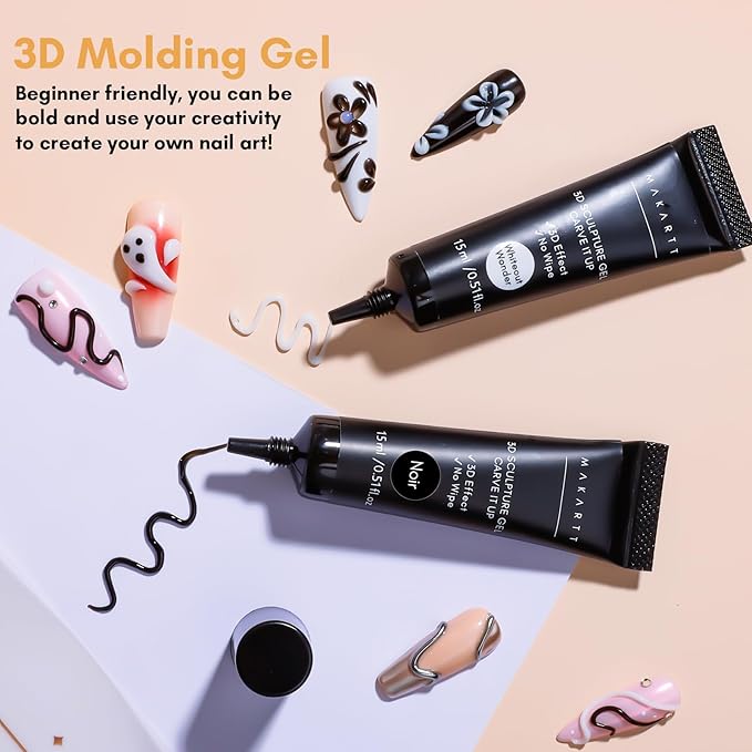 Makartt 3D Nail Gel, 2 Pcs 15g Nail Sculpting Gel for Molding and Drawing