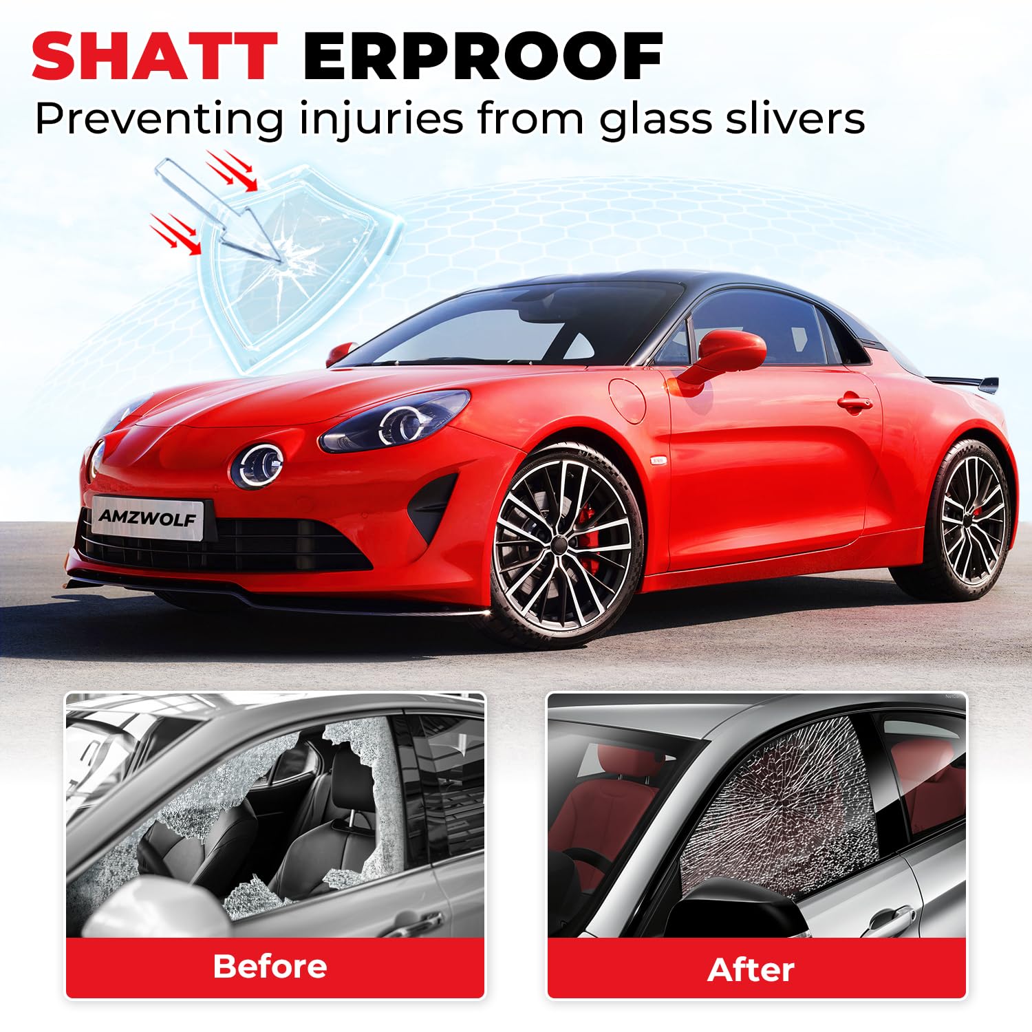 Amzwolf 50% VLT Ceramic Car Window Tint Film (20In x 20Ft), 99% UV & 96% IRR Blocks, 5-Layer Automotive Tints for Privacy Sun & Glare Protection Heat Blocking Scratch Resistant