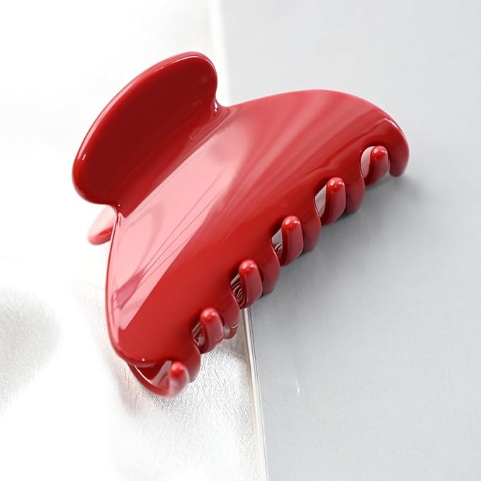 Prettyou Handmade Celluloid Acetate French Design Barrettes Tortoise Shell Claws Hair Claw Luxury Fashion Accessories Hair Clip for Women (burgundyred)